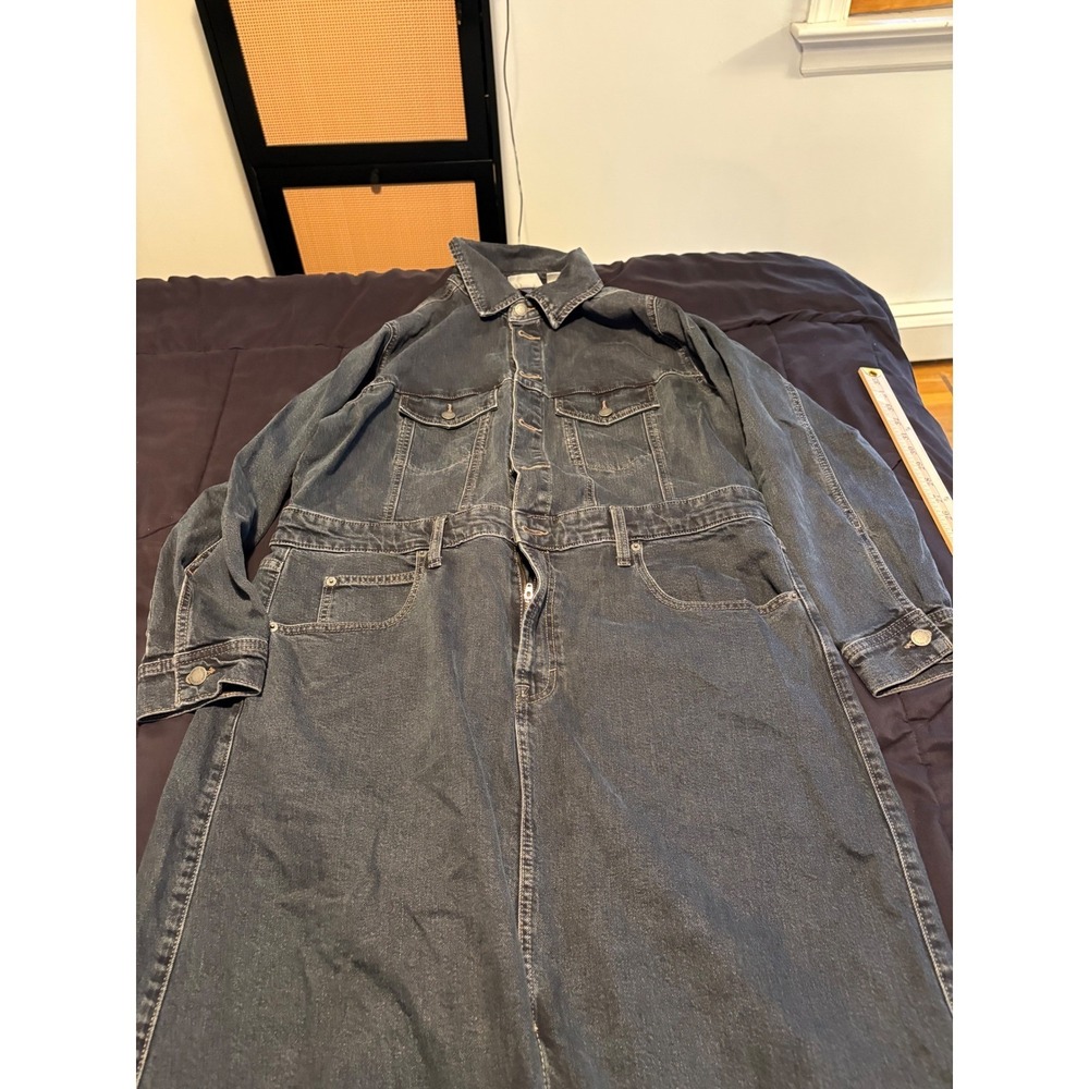 Universal Thread Womens Denim Maxi Dress Dark Wash Long Sleeve Size 17 Utility